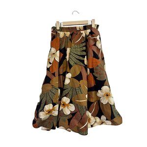 Tumbleweeds retro brown floral A-line skirt L